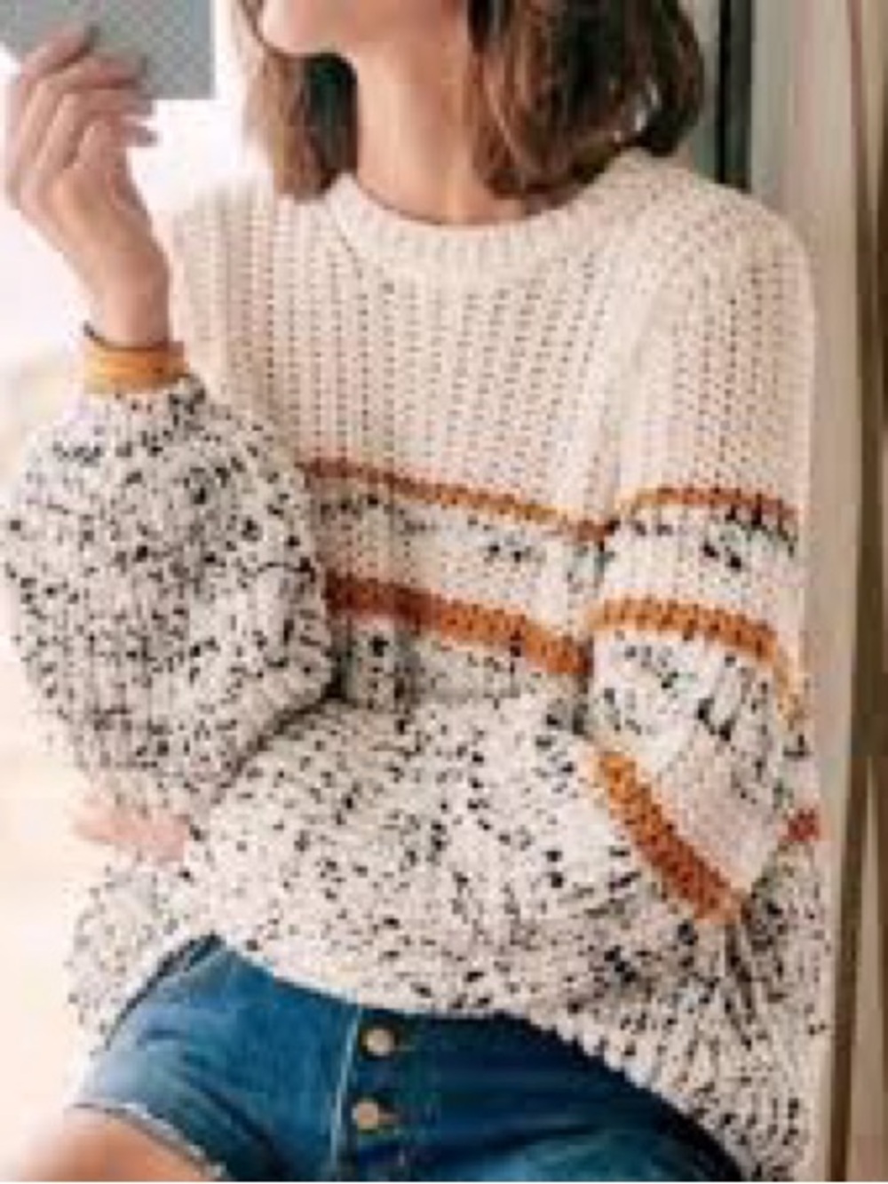 Sezane Clement Striped chunky knit Sweater size medium cottage core coastal